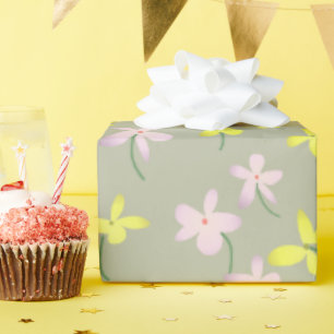 Papel De Regalo Oleado pálido Khaki Sage Color rosado amarillo ama