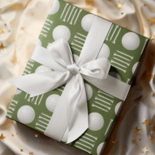 Papel De Regalo Olive Green Golf Ball and Tee Gift