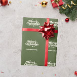 Papel De Regalo Olive green Merry Christmas<br><div class="desc">Un fondo verde oliva mudo,  texto color crema. Feliz Navidad se escribe con un tipo de letra retro de los años 70. Personaliza y agrega tu apellido.</div>