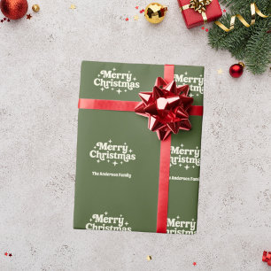 Papel De Regalo Olive green Merry Christmas