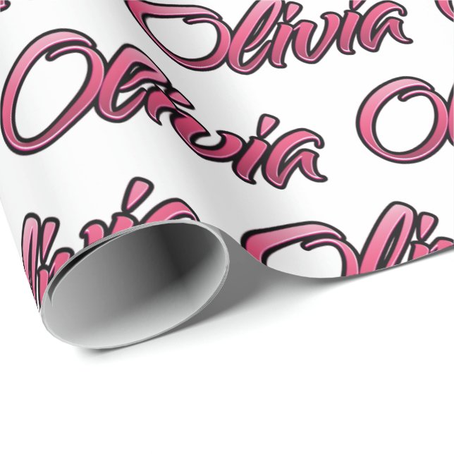 Papel De Regalo Olivia faded pink personalisiertes Geschenkpapier (Esquina del rollo)