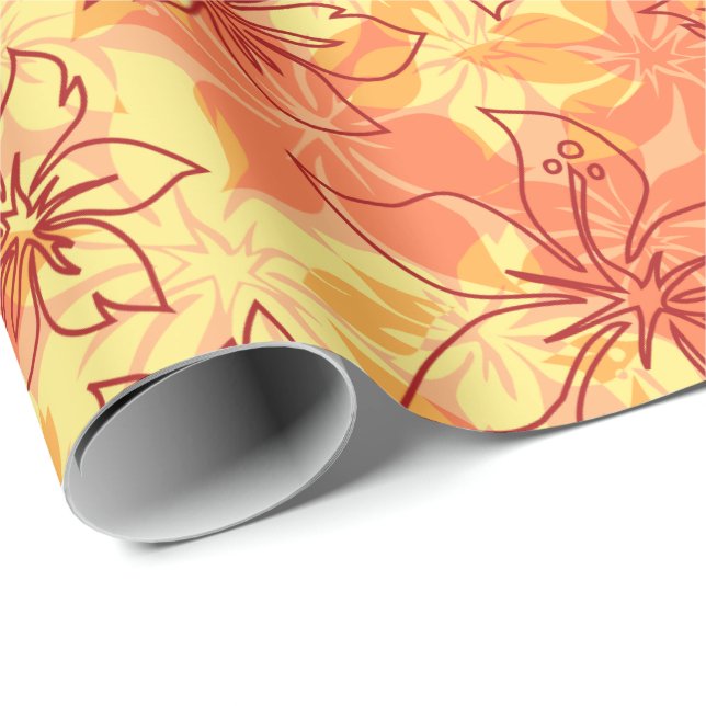 Papel De Regalo Olowalu Hibiscus Hawaiian Camo (Esquina del rollo)