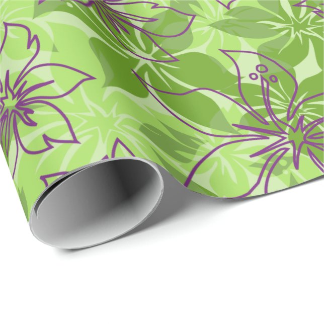 Papel De Regalo Olowalu Hibiscus Hawaiian Camo (Esquina del rollo)