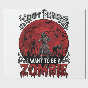 Papel De Regalo Olvidar Princesa Zombie Luna de Sangre Murciélagos