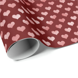 Papel De Regalo Ombre de corazones rojos rosados