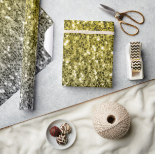 Papel De Regalo Ombre de destellos oscuros de oro plateado