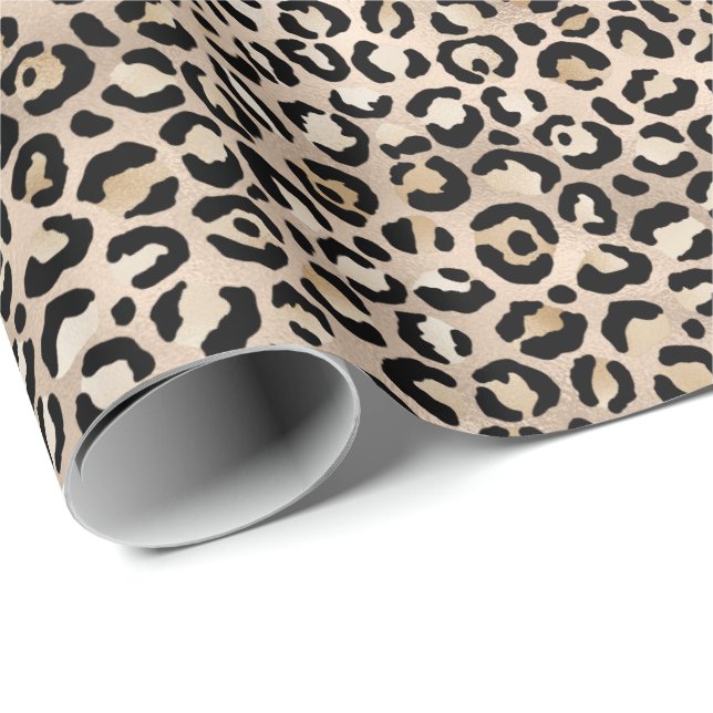 Papel De Regalo Ombre de impresión de leopardo dorado Glam (Esquina del rollo)