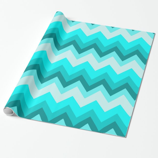 Papel De Regalo Ombre Girly Pattern Verde azulado Turquesa Chevron (Desenrollado)