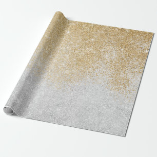 Papel De Regalo Ombre Luxury Design Purpurina Gold y Silver