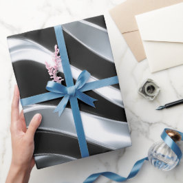 Papel De Regalo Onda abstracta de plata metálica moderna