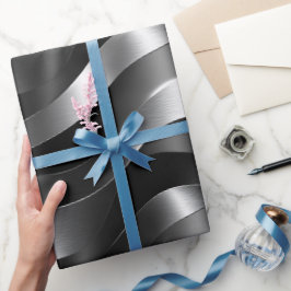 Papel De Regalo Onda abstracta de plata metálica moderna