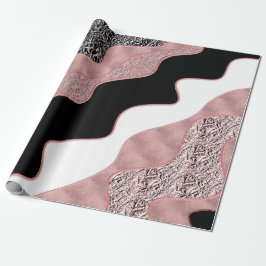 Papel De Regalo Onda Abstracta Rosa Dorado Moderno Glamour Tendenc