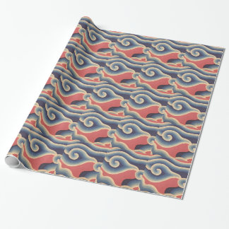 Papel De Regalo Onda coralina del japonés de los azules añiles