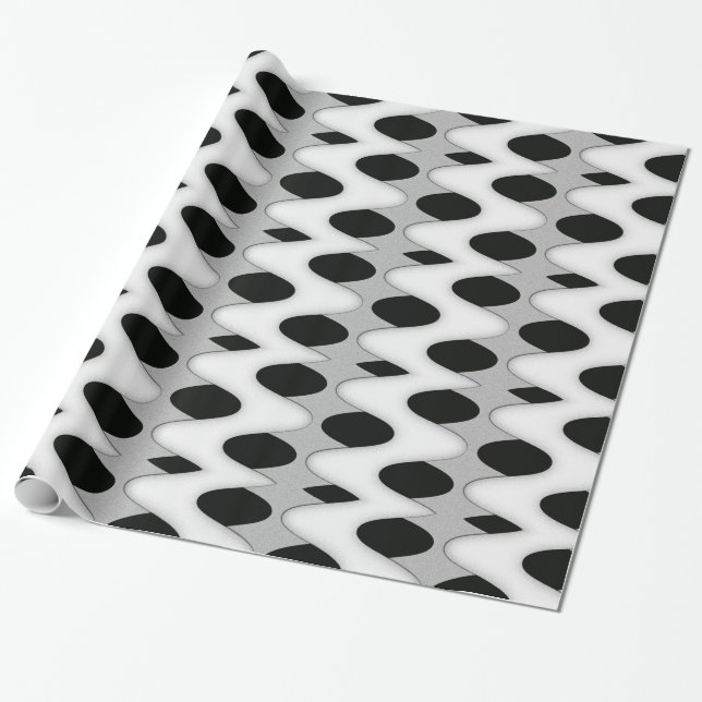 Papel De Regalo Onda negra y blanca (Desenrollado)