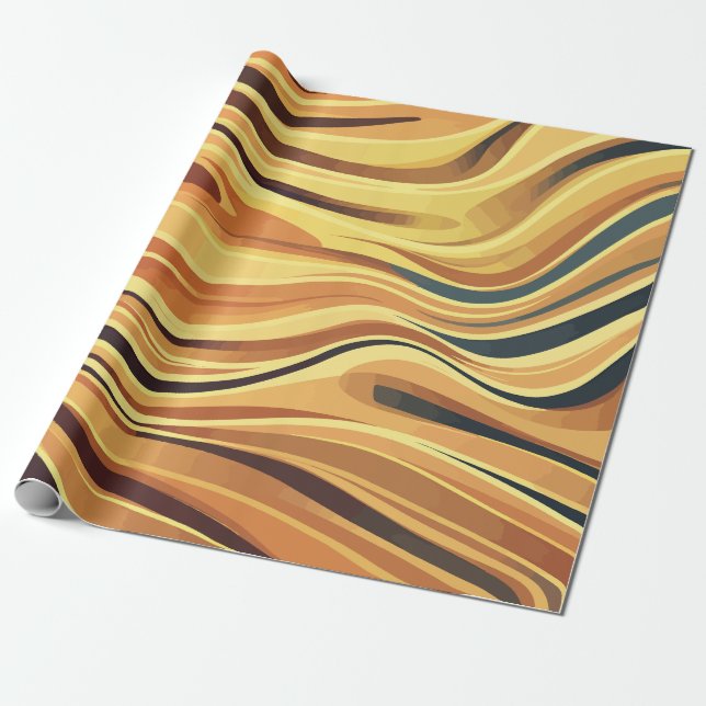 Papel De Regalo Ondas Abstractas Cálidas Fluidas (Desenrollado)