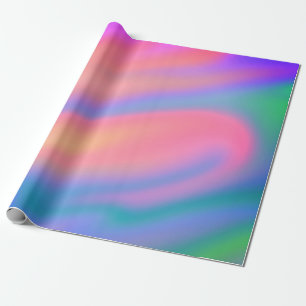 Papel De Regalo Ondas abstractas de color verde rosa único de moda