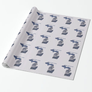Papel De Regalo Ondas con forma de Michigan