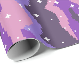 Papel De Regalo Ondas Cósmicas de Píxeles con Patrón de Estrellas