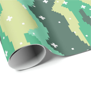 Papel De Regalo Ondas Cósmicas de Píxeles con Patrón de Estrellas