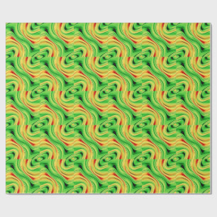 Papel De Regalo ondas de cromo verdes y doradas