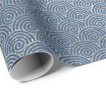 Papel De Regalo Ondas de joyería Art Decó Azul Plata Vip<br><div class="desc">Magnífico minimalismo y elegancia y papel de envolvimiento delgado de Moda</div>