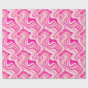 Papel De Regalo Ondas Groovy De Color Rosado Caliente, Bañeras De 