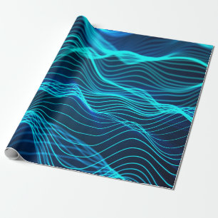 Papel De Regalo Ondas neón de numerosas líneas abstractas y filas 
