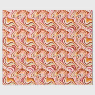 Papel De Regalo Ondas Retro Groovy - Bañeras Psicodélicas Cálidas