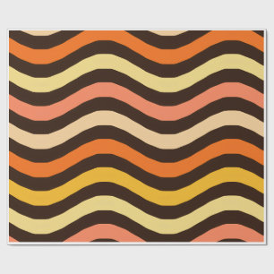 Papel De Regalo Ondas Retro Groovy Patrón Continuo