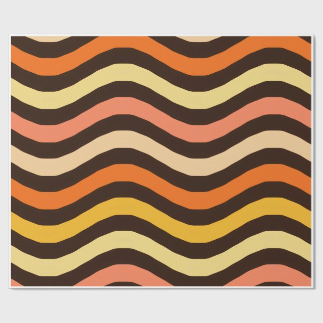 Papel De Regalo Ondas Retro Groovy Patrón Continuo (Superficie plana)