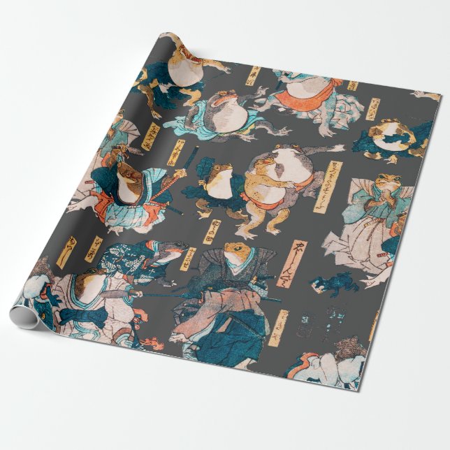Papel De Regalo Ondulaciones ukiyo-e de rana japonesa (Desenrollado)