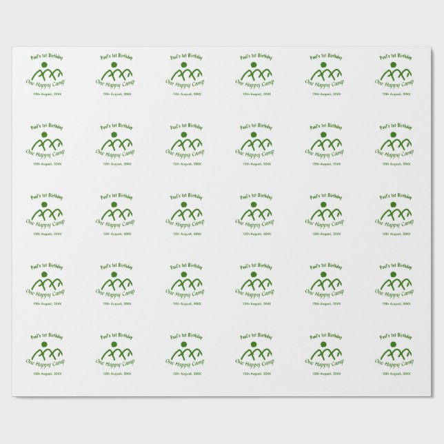 Papel De Regalo One happy camp green mountain sun 1st birthday  (Superficie plana)
