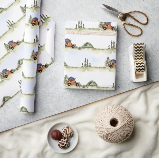 Papel De Regalo One Happy Camper Camping Boy Birthday (Artesanía)