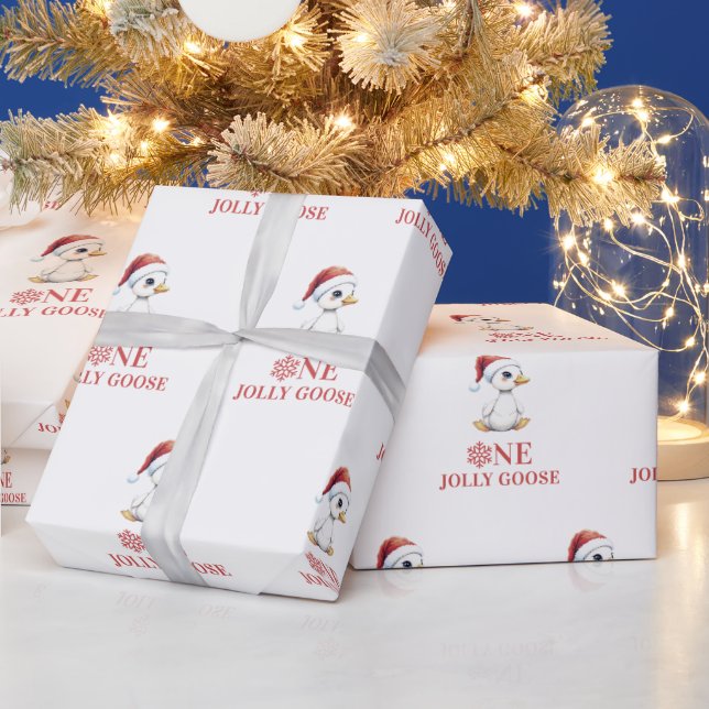 Papel De Regalo One Jolly Goose Modern December First Birthday (Vacaciones)