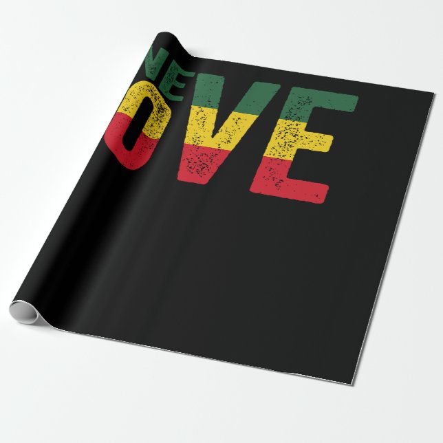 Papel De Regalo One Love Jamaican Rasta Reggae (Desenrollado)