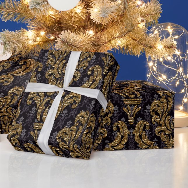 Papel De Regalo Opulento damasco francés elegante (Vacaciones)