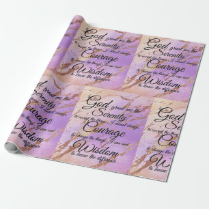 Papel De Regalo Oración de Serenity sobre oro rosado y Rosa, viole