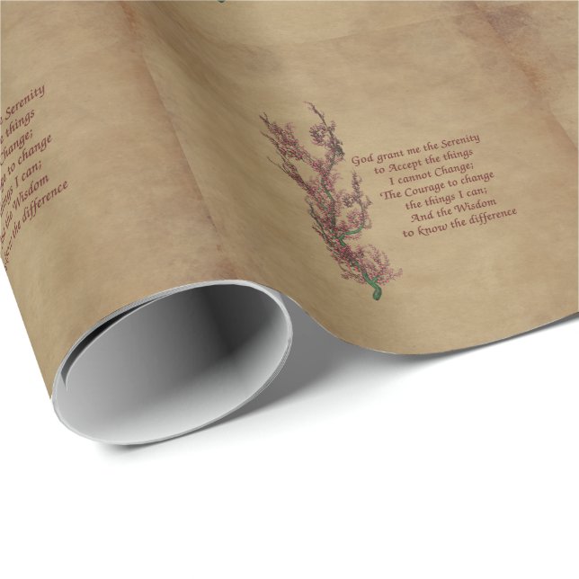 Papel De Regalo Oración inspiracional de flores serenidad (Esquina del rollo)