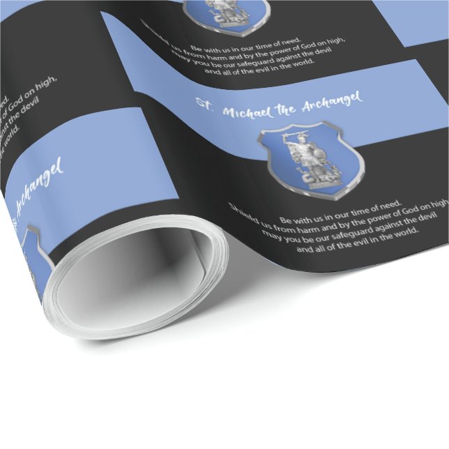Papel De Regalo Oración St. Michael Archangel Pensando en ti (Esquina del rollo)