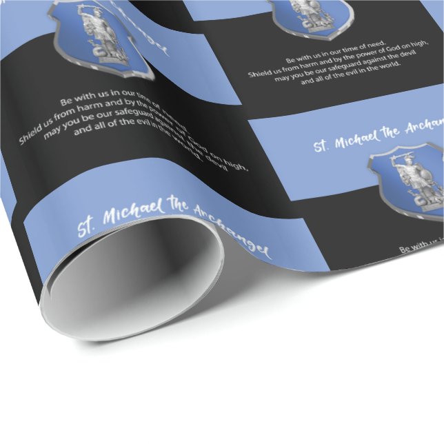 Papel De Regalo Oración St. Michael Archangel Pensando en ti (Esquina del rollo)