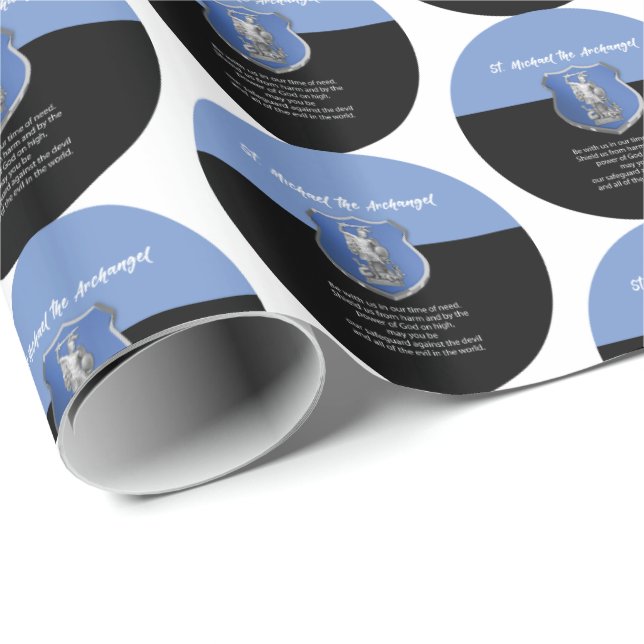 Papel De Regalo Oración St. Michael Archangel Pensando en ti (Esquina del rollo)