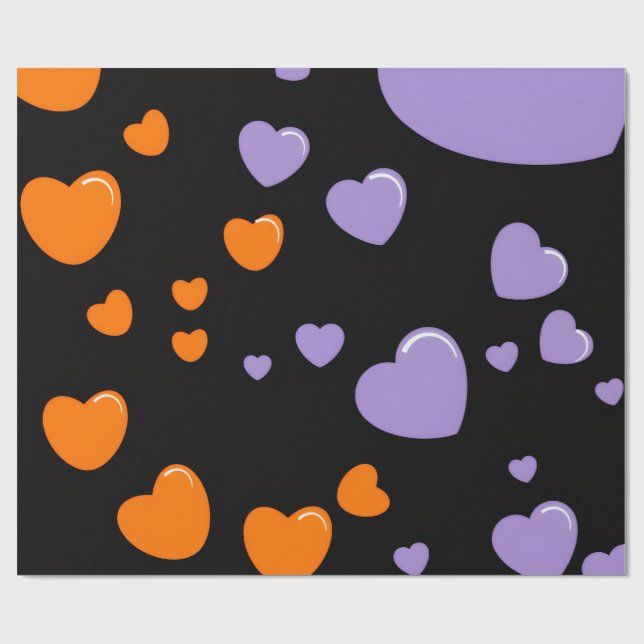 Papel De Regalo orange and purple heart pattern (Superficie plana)
