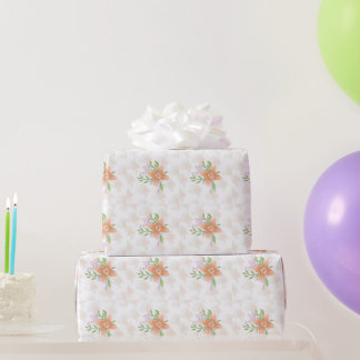 Papel De Regalo Orange Floral Watercolor Wrapping Paper – Elegant 