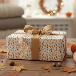 Papel De Regalo Orange Gold Brown Autumn Leaves Watercolor Pattern