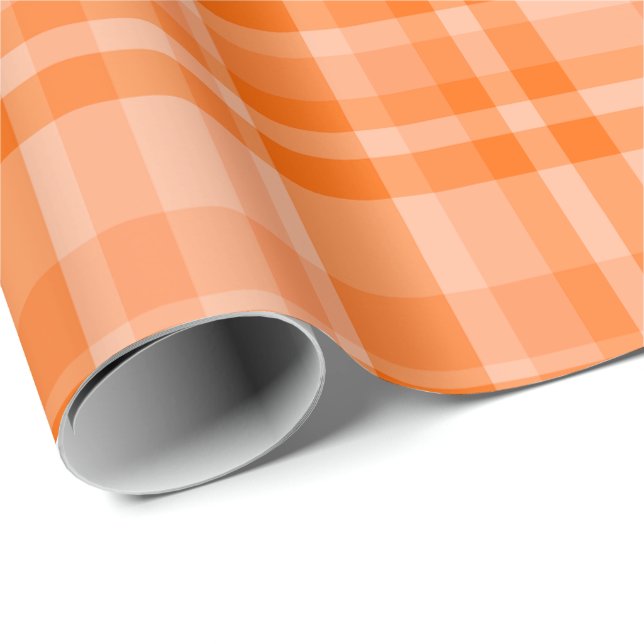 Papel De Regalo Orange Plaid (Esquina del rollo)