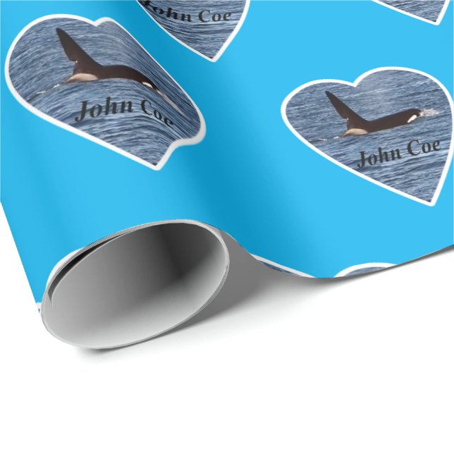 Papel De Regalo Orca asesina azul John Coe personalizable (Esquina del rollo)