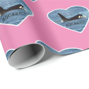 Papel De Regalo Orca Ballena Asesina Acuario Personalizable Rosa