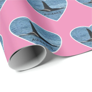Papel De Regalo Orca Ballena Asesina Acuario Personalizable Rosa