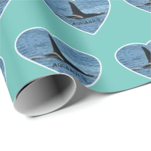Papel De Regalo Orca Ballena Asesina Aquarius Teal Personalizable