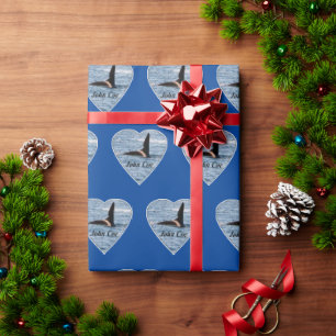 Papel De Regalo Orca Ballena Asesina Azul Marino Personalizable Jo